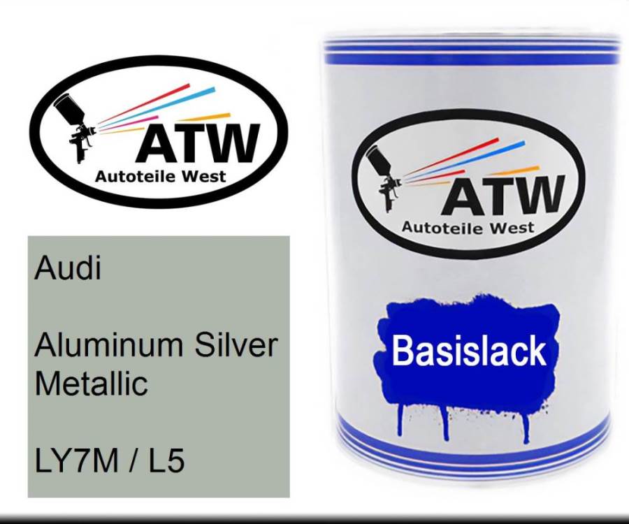 Audi, Aluminum Silver Metallic, LY7M / L5: 500ml Lackdose, von ATW Autoteile West.